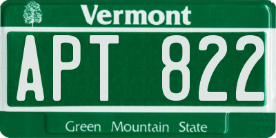 VT license plate APT822