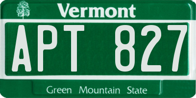 VT license plate APT827
