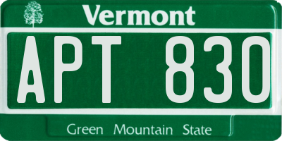 VT license plate APT830