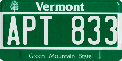 VT license plate APT833