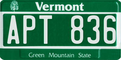 VT license plate APT836
