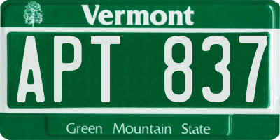 VT license plate APT837