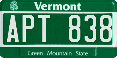 VT license plate APT838