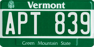 VT license plate APT839