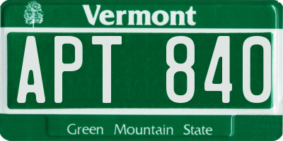 VT license plate APT840