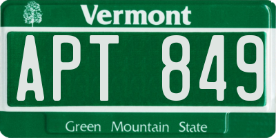 VT license plate APT849