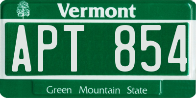 VT license plate APT854