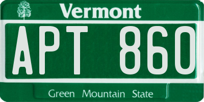 VT license plate APT860