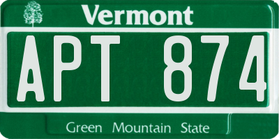 VT license plate APT874