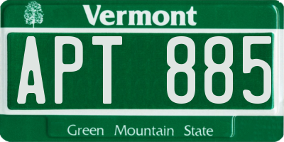 VT license plate APT885