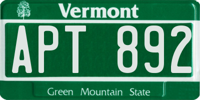 VT license plate APT892