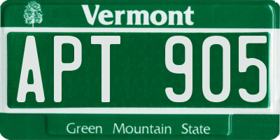 VT license plate APT905