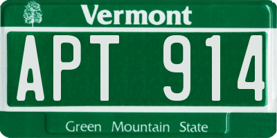 VT license plate APT914