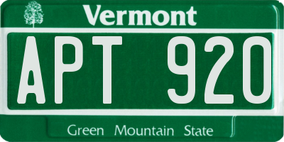 VT license plate APT920
