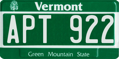 VT license plate APT922