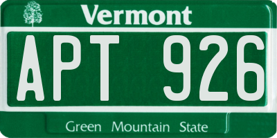 VT license plate APT926