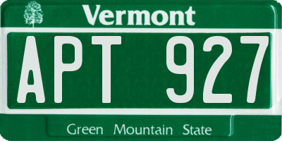 VT license plate APT927
