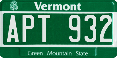 VT license plate APT932