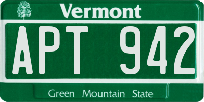 VT license plate APT942