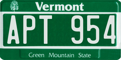 VT license plate APT954