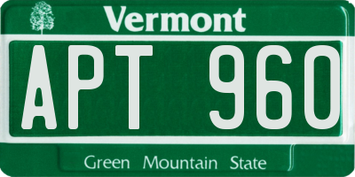 VT license plate APT960