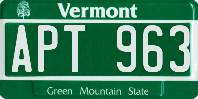 VT license plate APT963