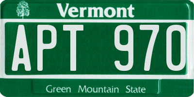 VT license plate APT970