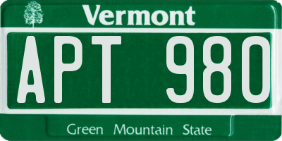 VT license plate APT980