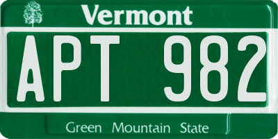 VT license plate APT982