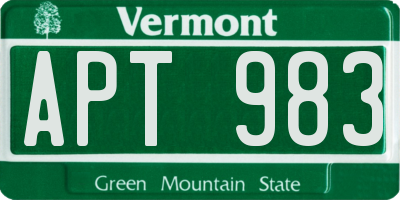 VT license plate APT983