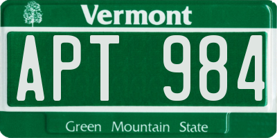 VT license plate APT984