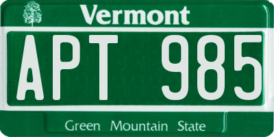 VT license plate APT985