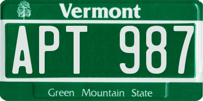 VT license plate APT987