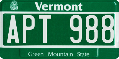 VT license plate APT988
