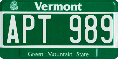 VT license plate APT989