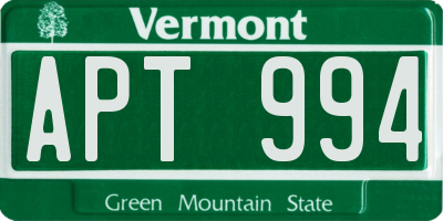 VT license plate APT994