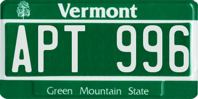 VT license plate APT996