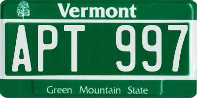 VT license plate APT997