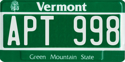 VT license plate APT998