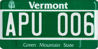 VT license plate APU006