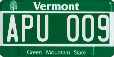 VT license plate APU009