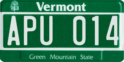 VT license plate APU014
