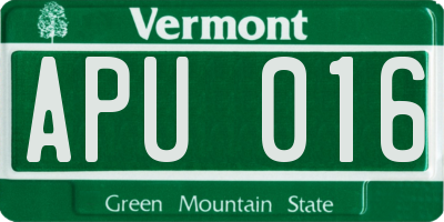 VT license plate APU016