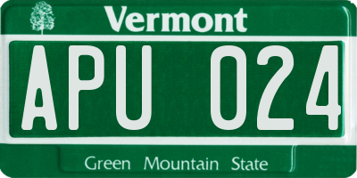 VT license plate APU024