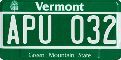 VT license plate APU032