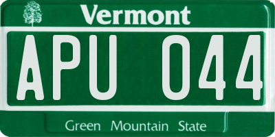 VT license plate APU044