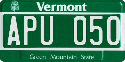 VT license plate APU050
