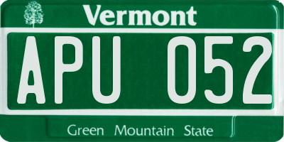 VT license plate APU052