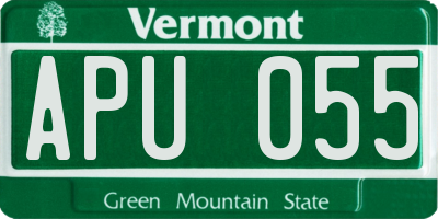 VT license plate APU055