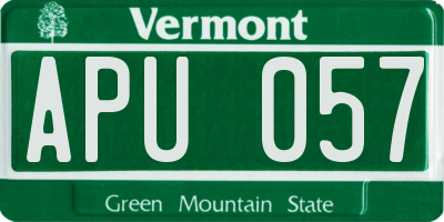 VT license plate APU057